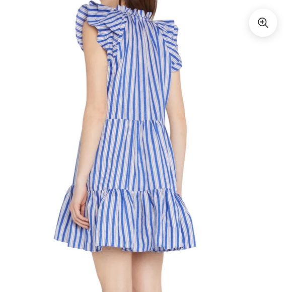 Veronica Beard Blue and White Ruffle Striped Dress - Picture 5 of 11